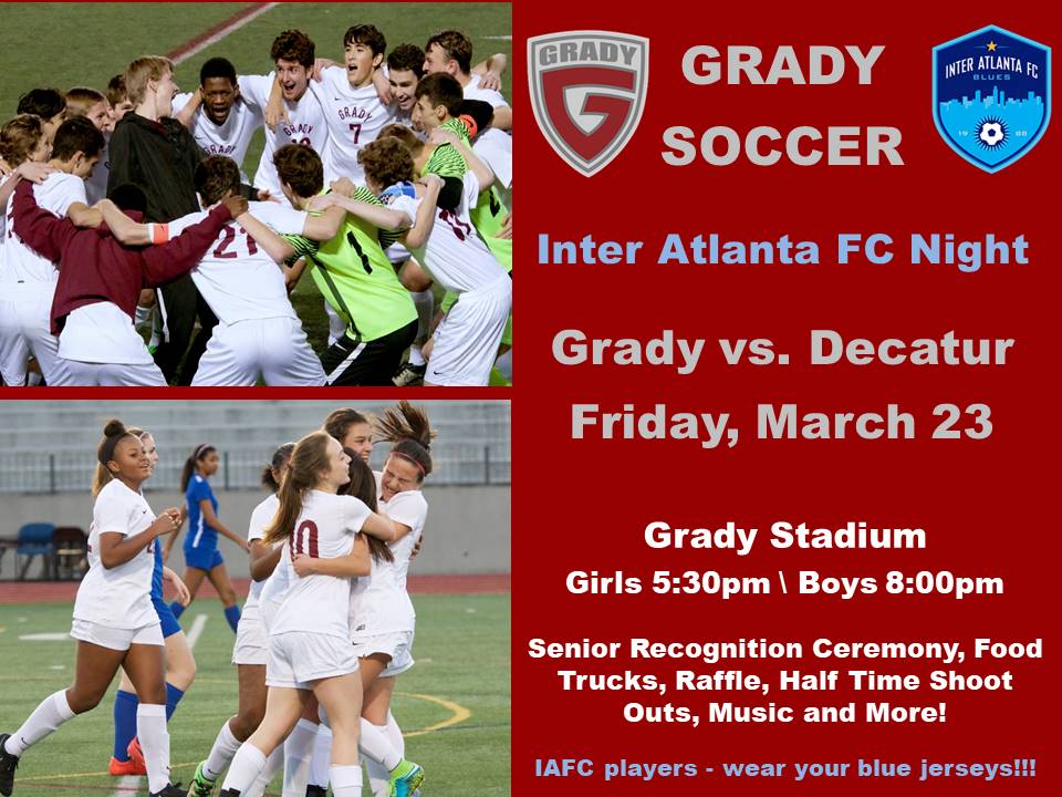 Grady Soccer's Annual Community Night, at GHS Stadium 5 -10 pm, Friday